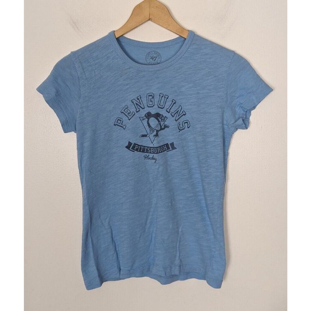 Pittsburgh Penguins Women's Small S Baby Blue Tee T-shirt NHL Hockey (#6)